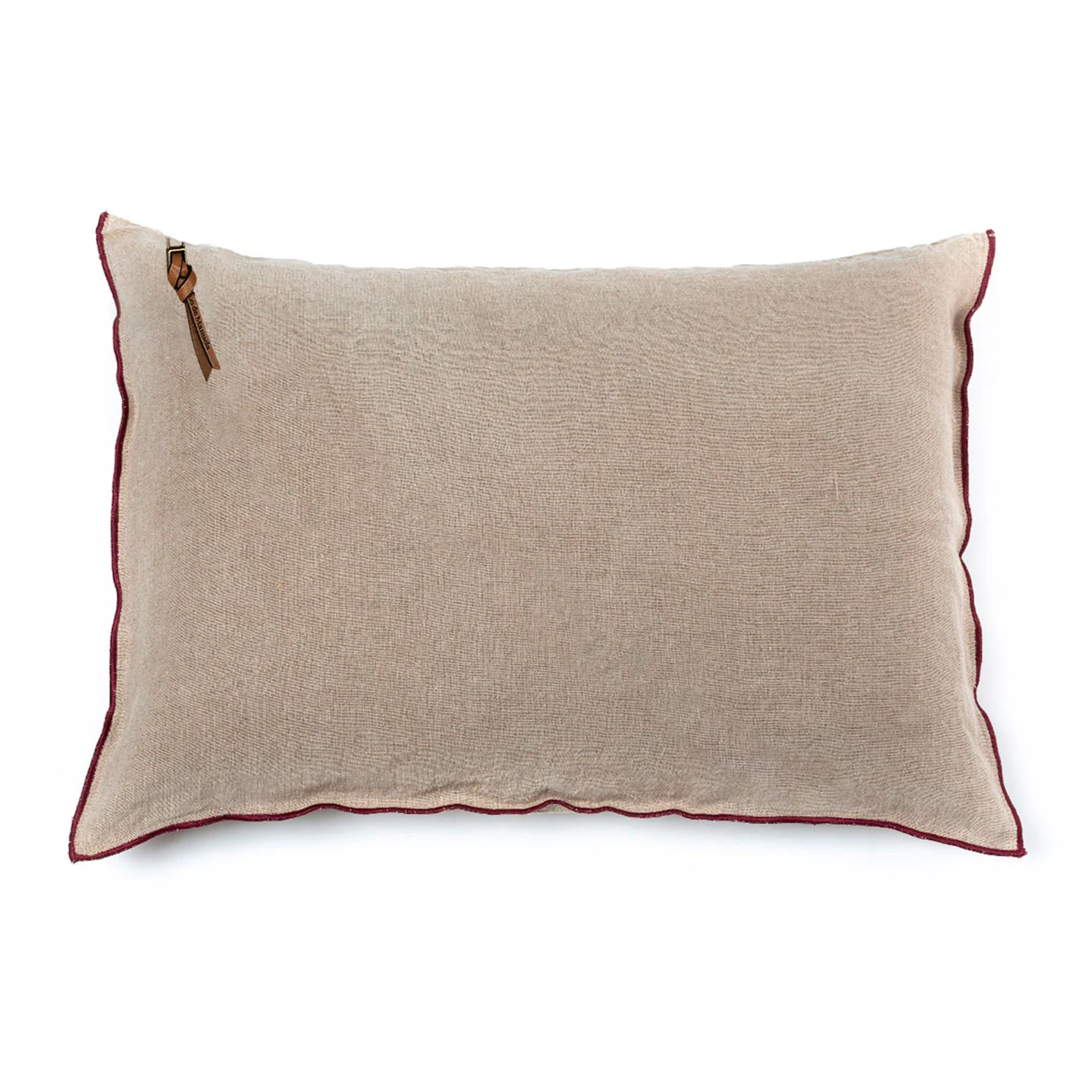 Funda De Cojín · Puro Lino Lavado · base Natural/Burdeos