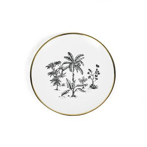 Plato de postre · Porcelana de Limoges · Diseño palms